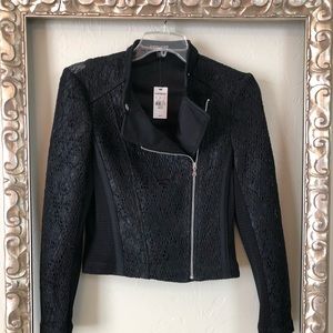 Express black lace & mesh moto jacket. New, XS